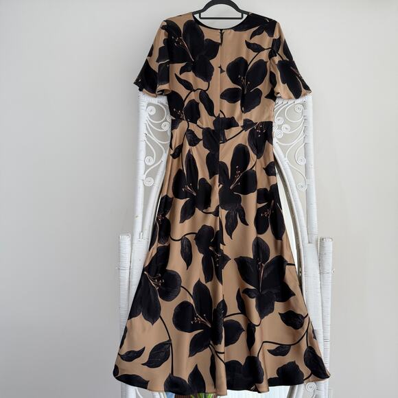 Ann Taylor Dress 4 Silk Floral Studio Collection Flutter Sleeve A line Romantic - Picture 5 of 9